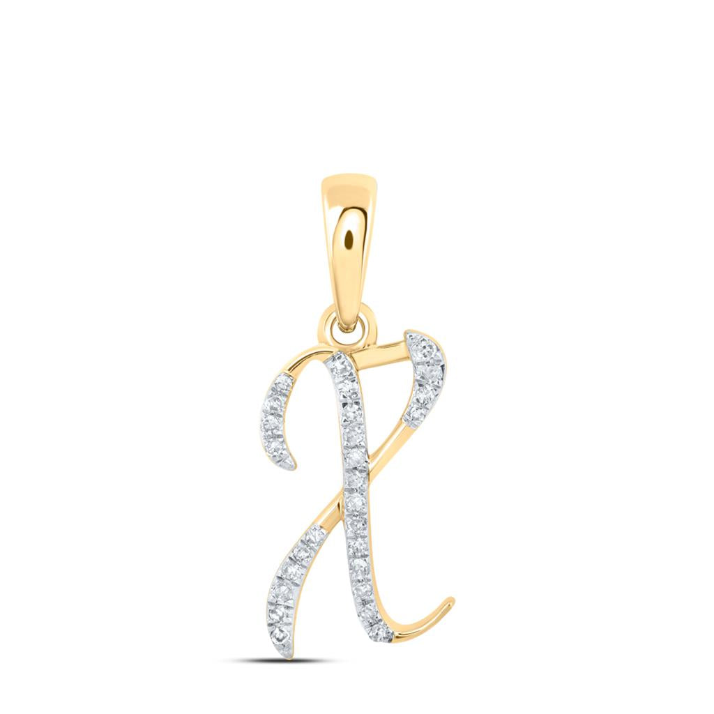 Round Diamond Initial Letter Pendant 1/20 to 1/8 Cttw