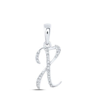Round Diamond Initial Letter Pendant 1/20 to 1/8 Cttw