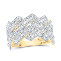 10k Yellow Gold Round Diamond Diagonal Band Ring 1-5/8 Cttw