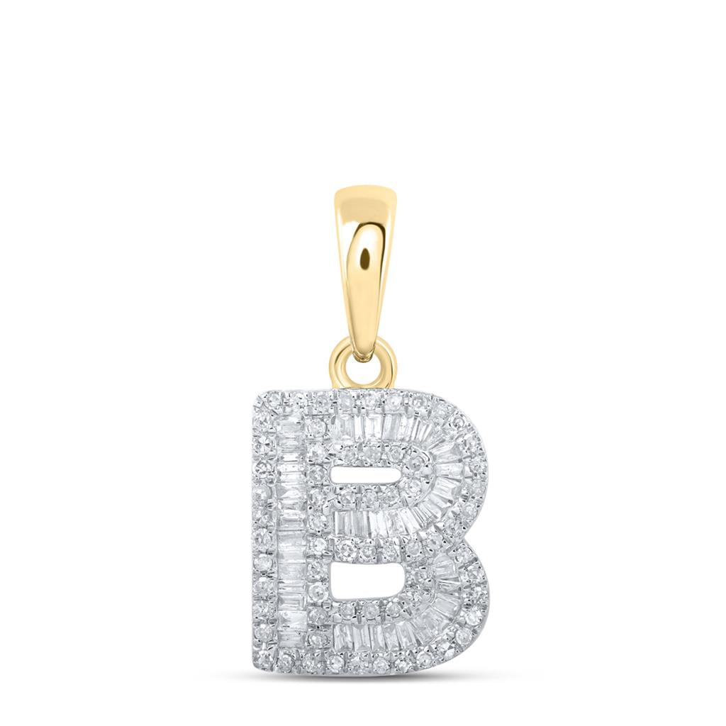 Baguette Diamond Initial Letter Pendant 1/4 to 3/8 Cttw