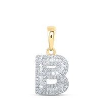 Baguette Diamond Initial Letter Pendant 1/4 to 3/8 Cttw