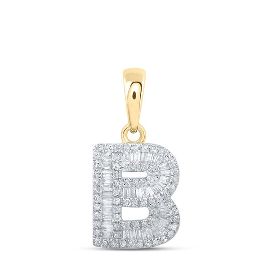 Baguette Diamond Initial Letter Pendant 1/4 to 3/8 Cttw