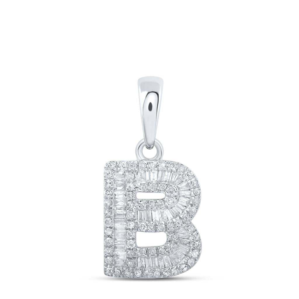 Baguette Diamond Initial Letter Pendant 1/4 to 3/8 Cttw