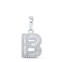 Baguette Diamond Initial Letter Pendant 1/4 to 3/8 Cttw