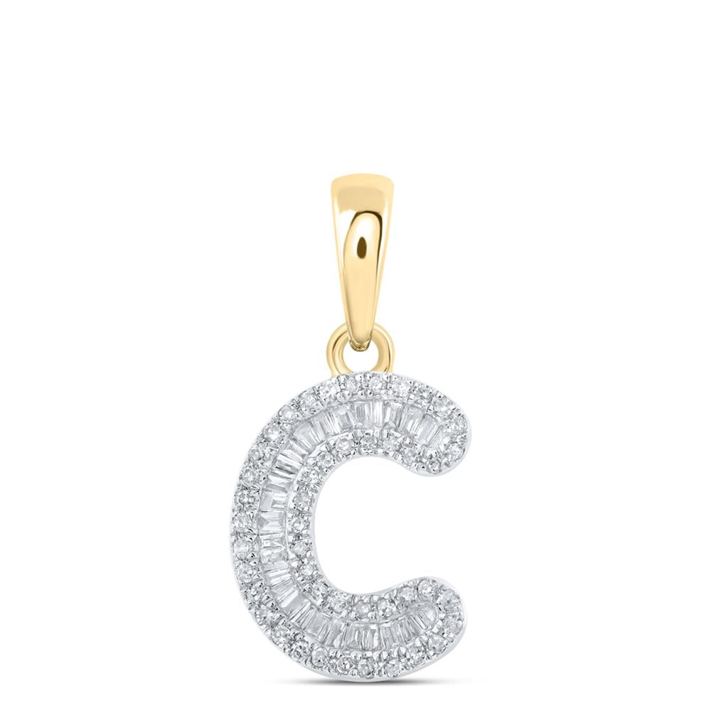 Baguette Diamond Initial Letter Pendant 1/4 to 3/8 Cttw