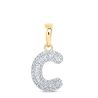 Baguette Diamond Initial Letter Pendant 1/4 to 3/8 Cttw