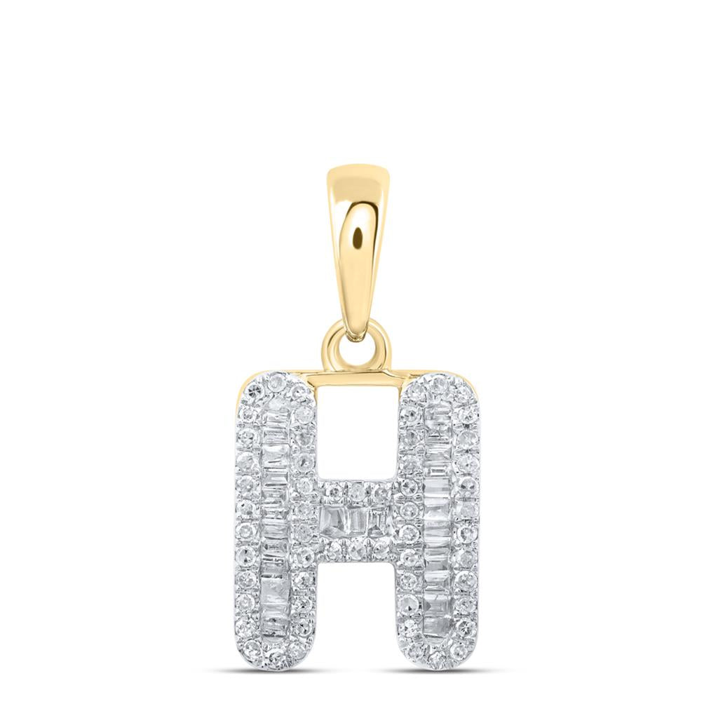 Baguette Diamond Initial Letter Pendant 1/4 to 3/8 Cttw