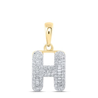 Baguette Diamond Initial Letter Pendant 1/4 to 3/8 Cttw