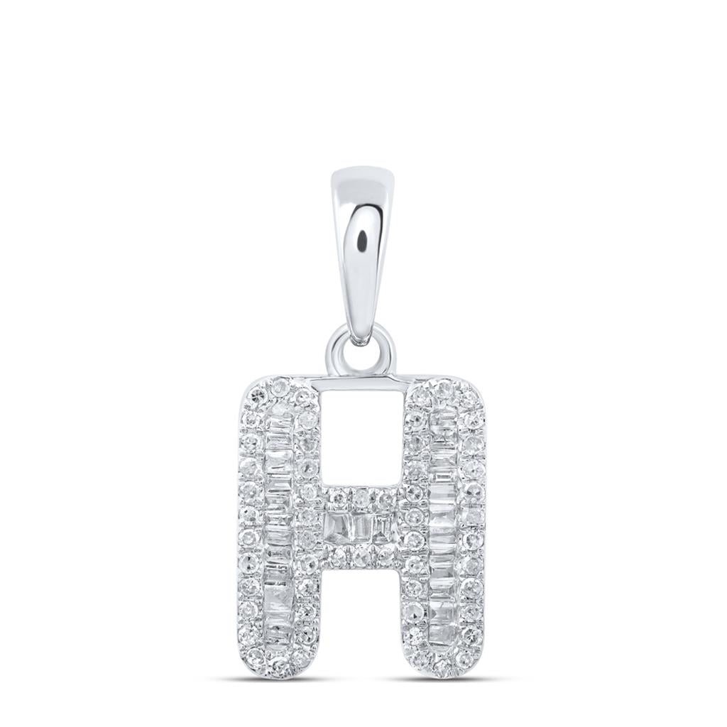 Baguette Diamond Initial Letter Pendant 1/4 to 3/8 Cttw