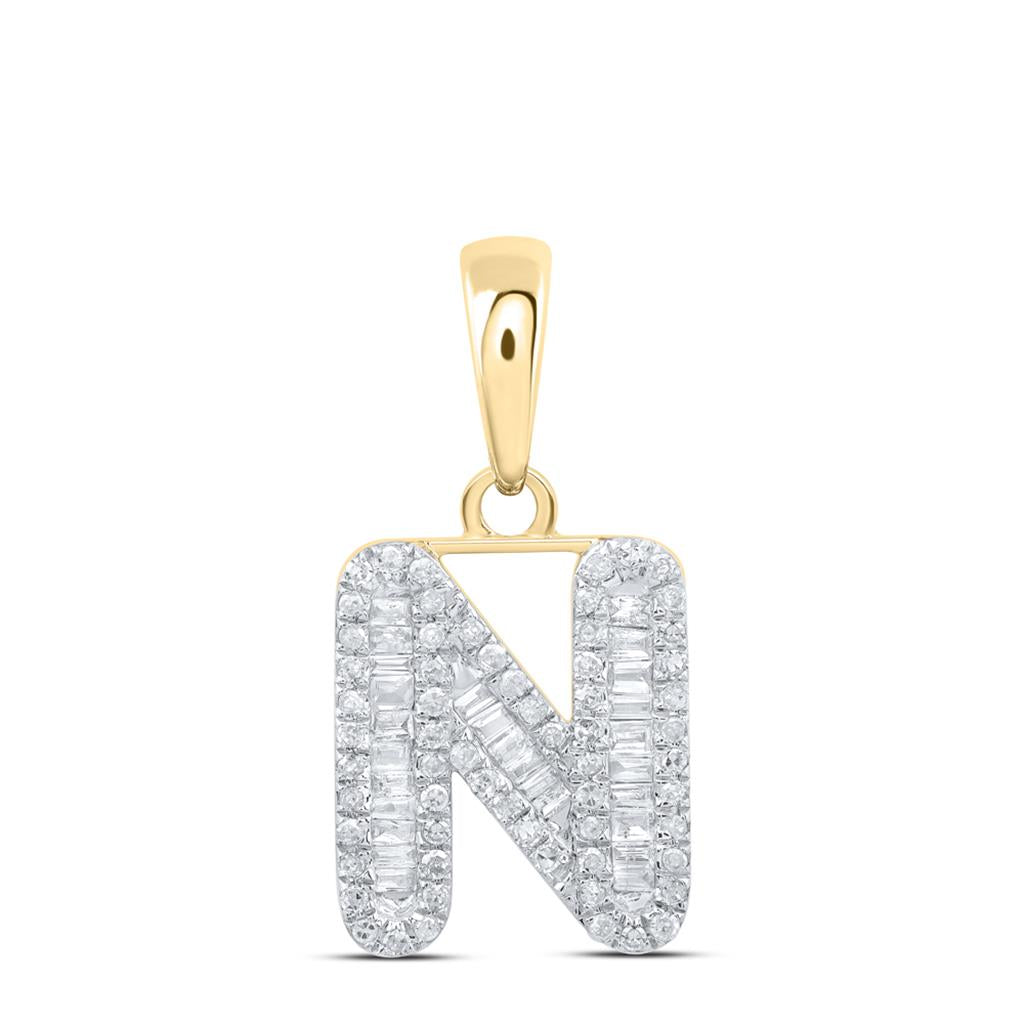 Baguette Diamond Initial Letter Pendant 1/4 to 3/8 Cttw