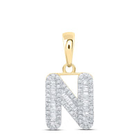 Baguette Diamond Initial Letter Pendant 1/4 to 3/8 Cttw