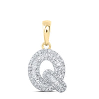 Baguette Diamond Initial Letter Pendant 1/4 to 3/8 Cttw