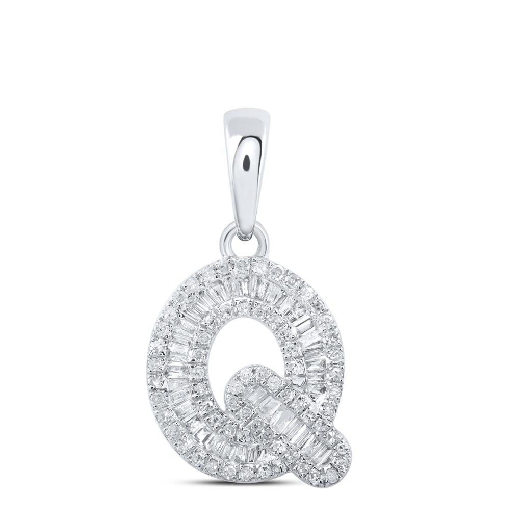 Baguette Diamond Initial Letter Pendant 1/4 to 3/8 Cttw