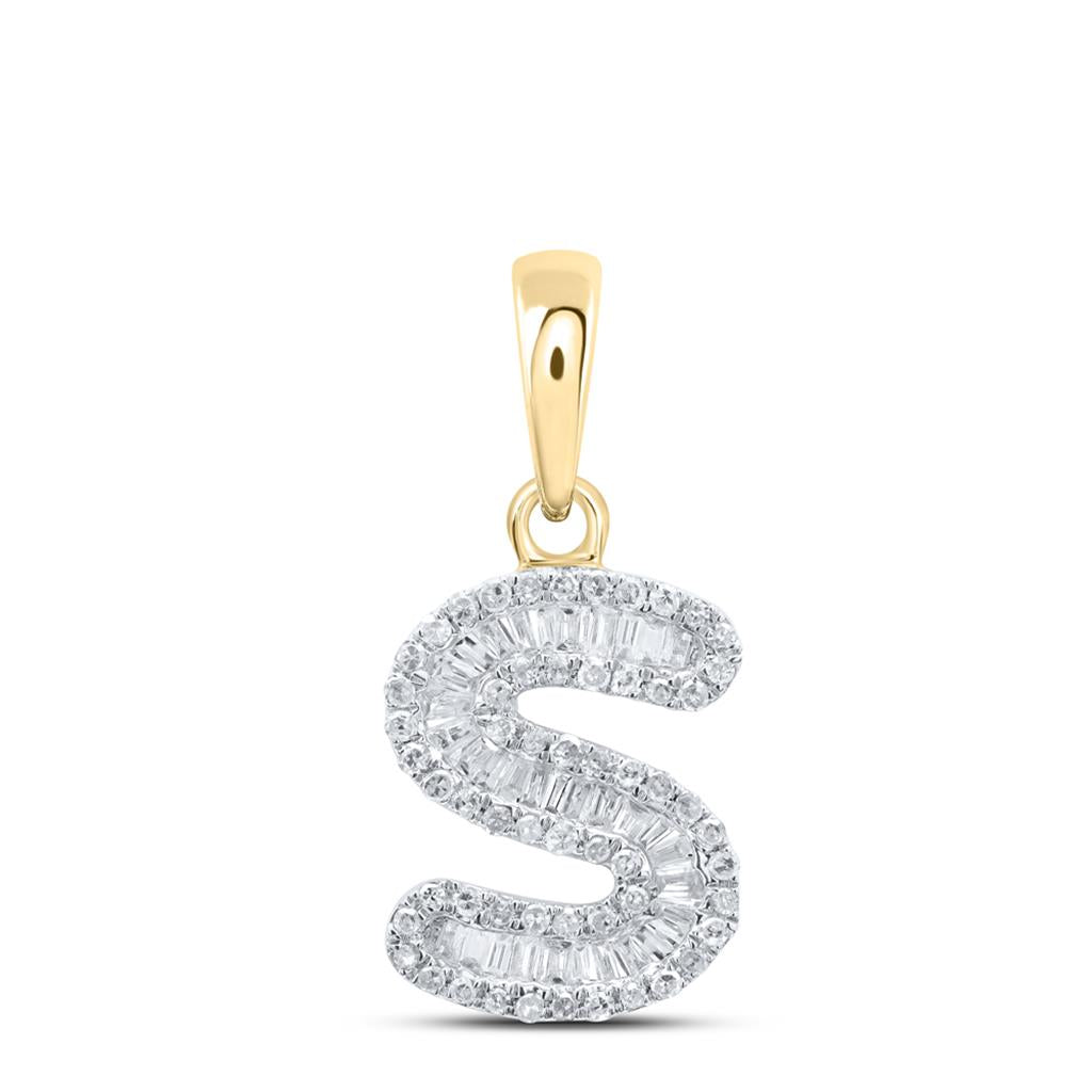 Baguette Diamond Initial Letter Pendant 1/4 to 3/8 Cttw