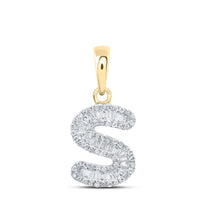 Baguette Diamond Initial Letter Pendant 1/4 to 3/8 Cttw
