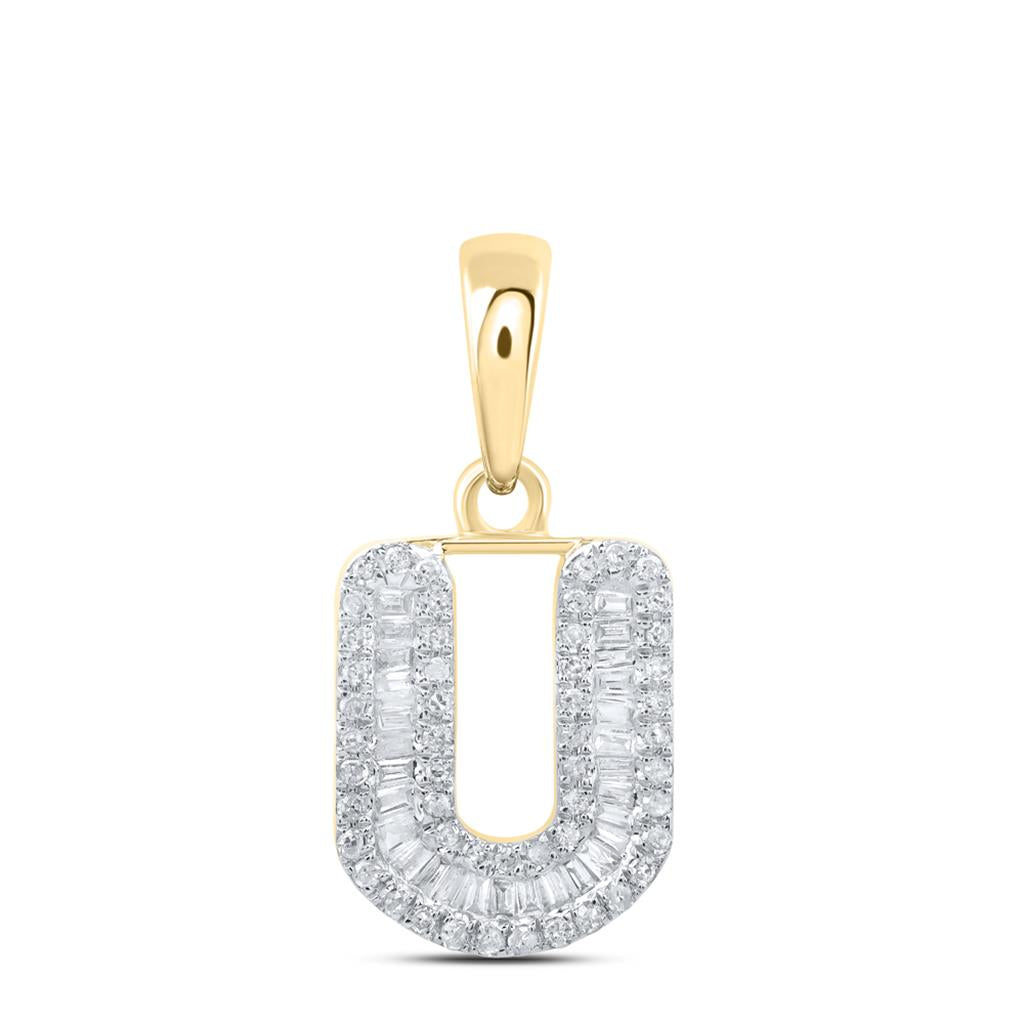 Baguette Diamond Initial Letter Pendant 1/4 to 3/8 Cttw