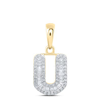 Baguette Diamond Initial Letter Pendant 1/4 to 3/8 Cttw