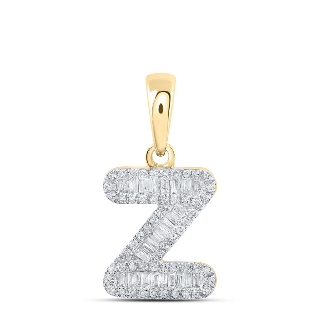 Baguette Diamond Initial Letter Pendant 1/4 to 3/8 Cttw