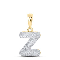 Baguette Diamond Initial Letter Pendant 1/4 to 3/8 Cttw
