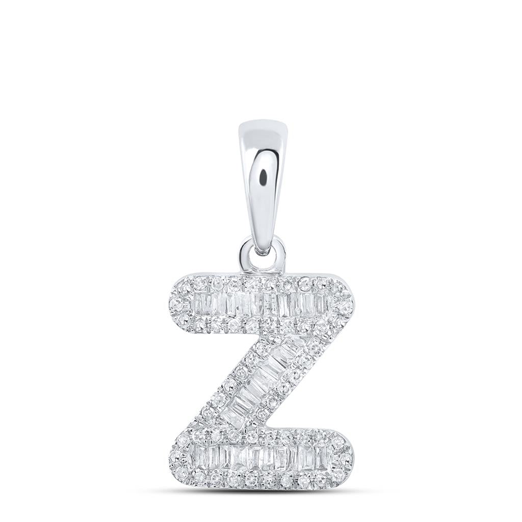 Baguette Diamond Initial Letter Pendant 1/4 to 3/8 Cttw
