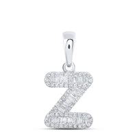 Baguette Diamond Initial Letter Pendant 1/4 to 3/8 Cttw