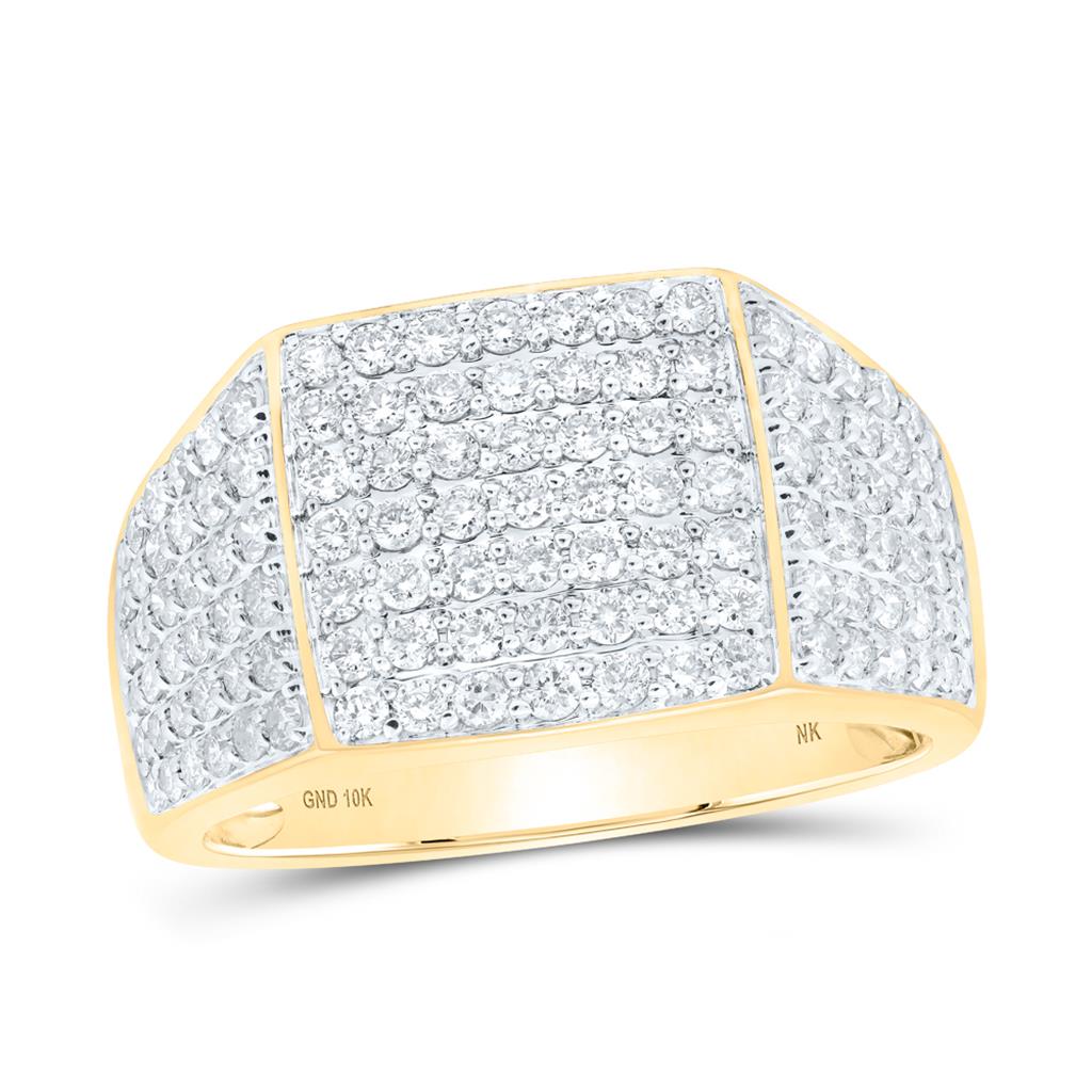 Round Diamond Pave Square Ring 1-1/2 Cttw