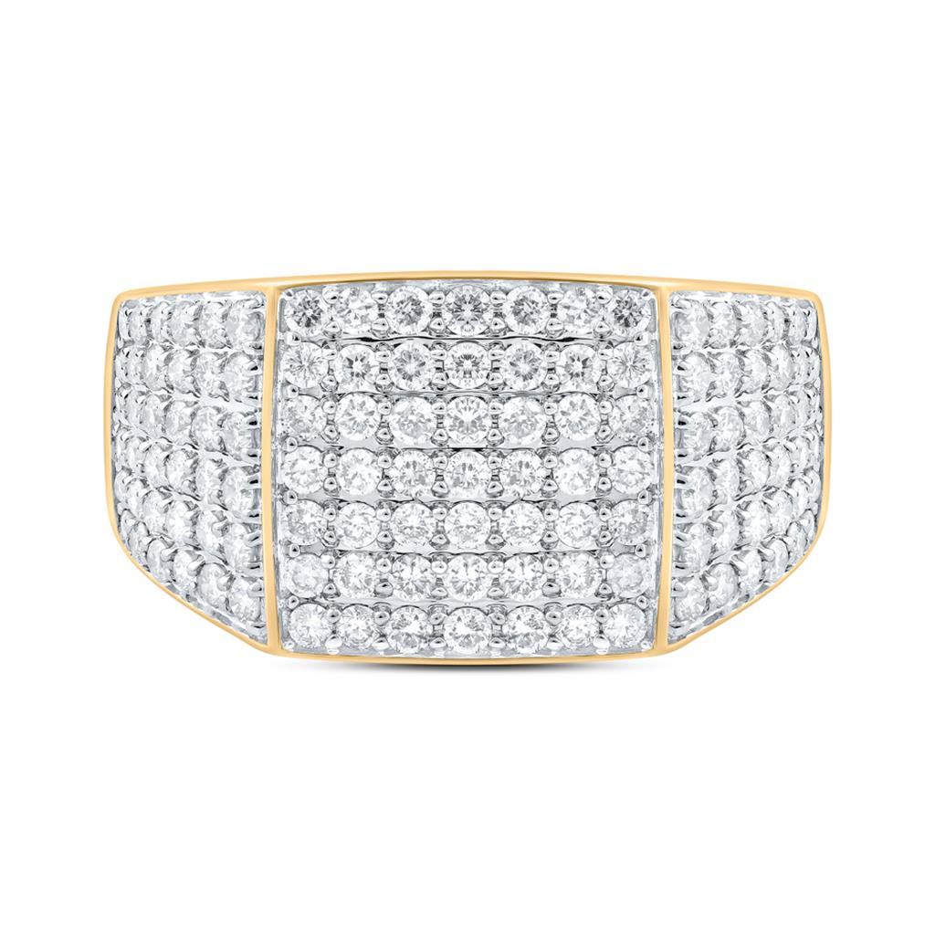 Round Diamond Pave Square Ring 1-1/2 Cttw