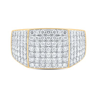 Round Diamond Pave Square Ring 1-1/2 Cttw