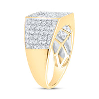 Round Diamond Pave Square Ring 1-1/2 Cttw