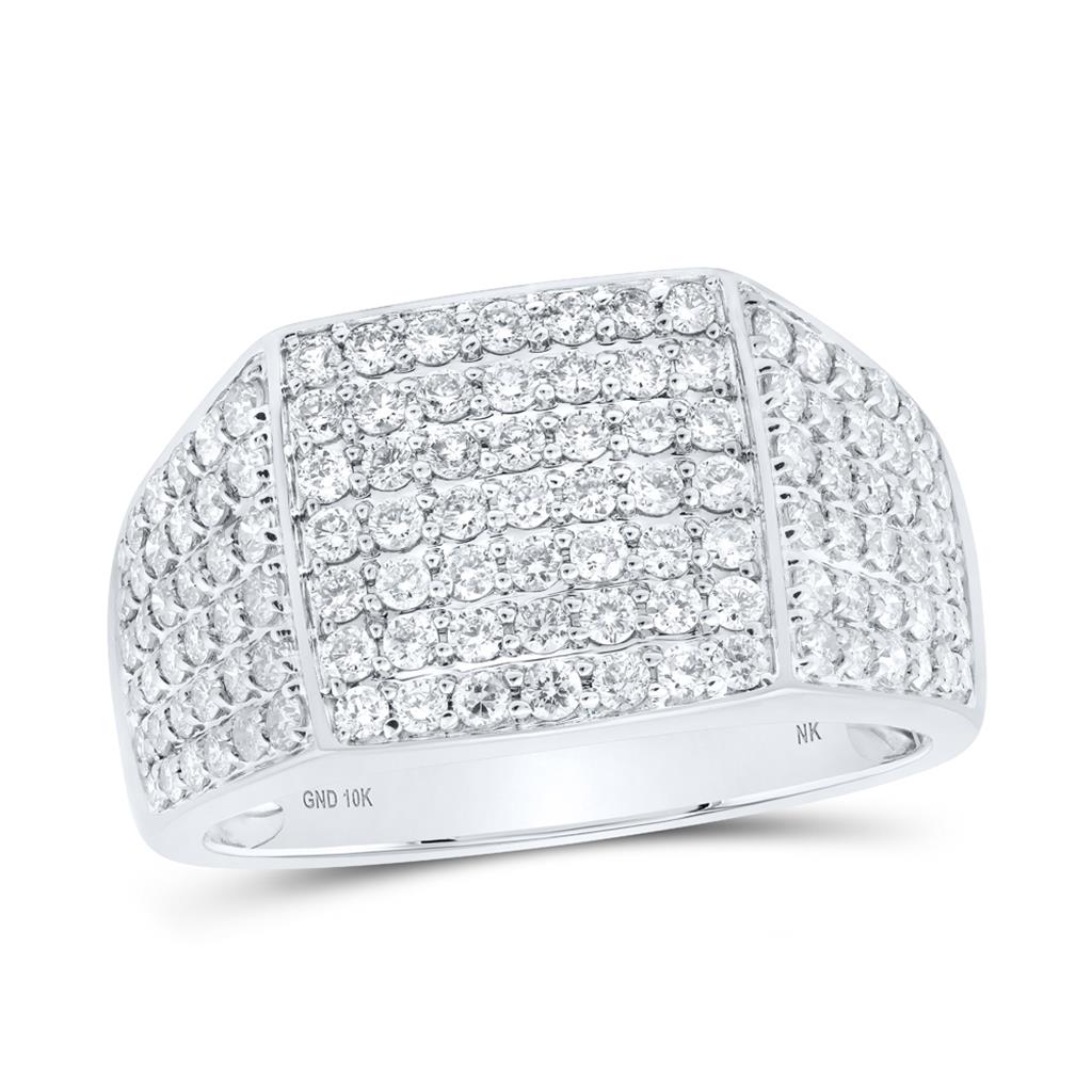 Round Diamond Pave Square Ring 1-1/2 Cttw