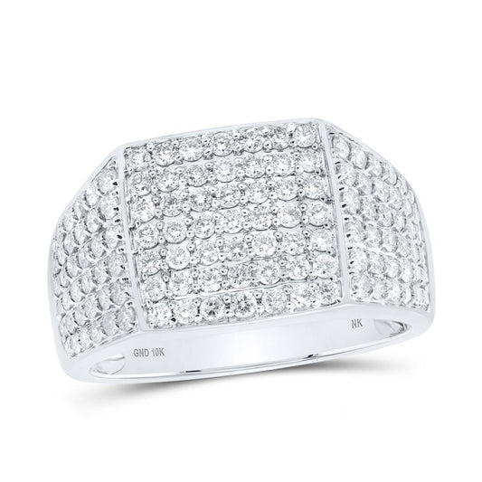 Round Diamond Pave Square Ring 1-1/2 Cttw