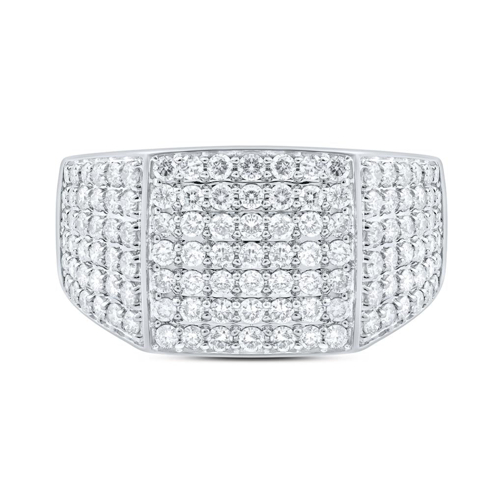 Round Diamond Pave Square Ring 1-1/2 Cttw