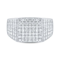 Round Diamond Pave Square Ring 1-1/2 Cttw