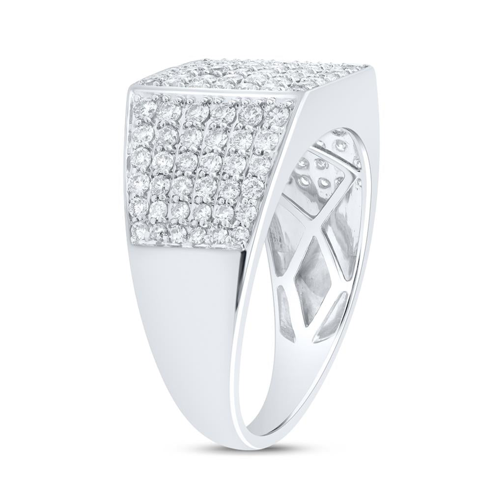 Round Diamond Pave Square Ring 1-1/2 Cttw
