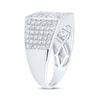 Round Diamond Pave Square Ring 1-1/2 Cttw