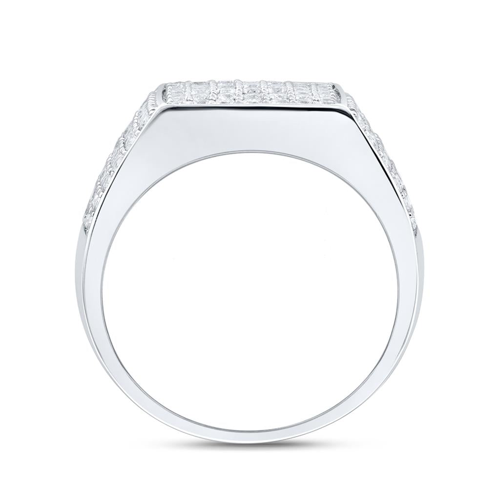 Round Diamond Pave Square Ring 1-1/2 Cttw