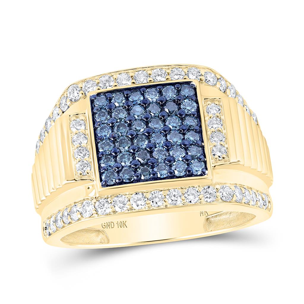Round Blue Diamond Square Ring 1-5/8 Cttw