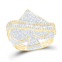 10k Yellow Gold Round Diamond Spade Cluster Ring 2-3/4 Cttw