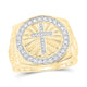 10k Yellow Gold Round Diamond Cross Circle Ring 1/2 Cttw