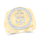 10k Yellow Gold Round Diamond Dollar Sign Circle Ring 1/2 Cttw