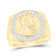 10k Yellow Gold Round Diamond Jesus Face Circle Ring 1/2 Cttw