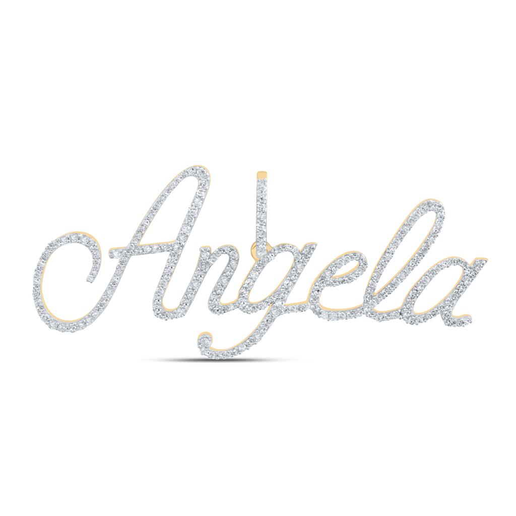 10k Yellow Gold Round Diamond Angela Name Pendant
