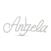 10k Yellow Gold Round Diamond Angela Name Pendant
