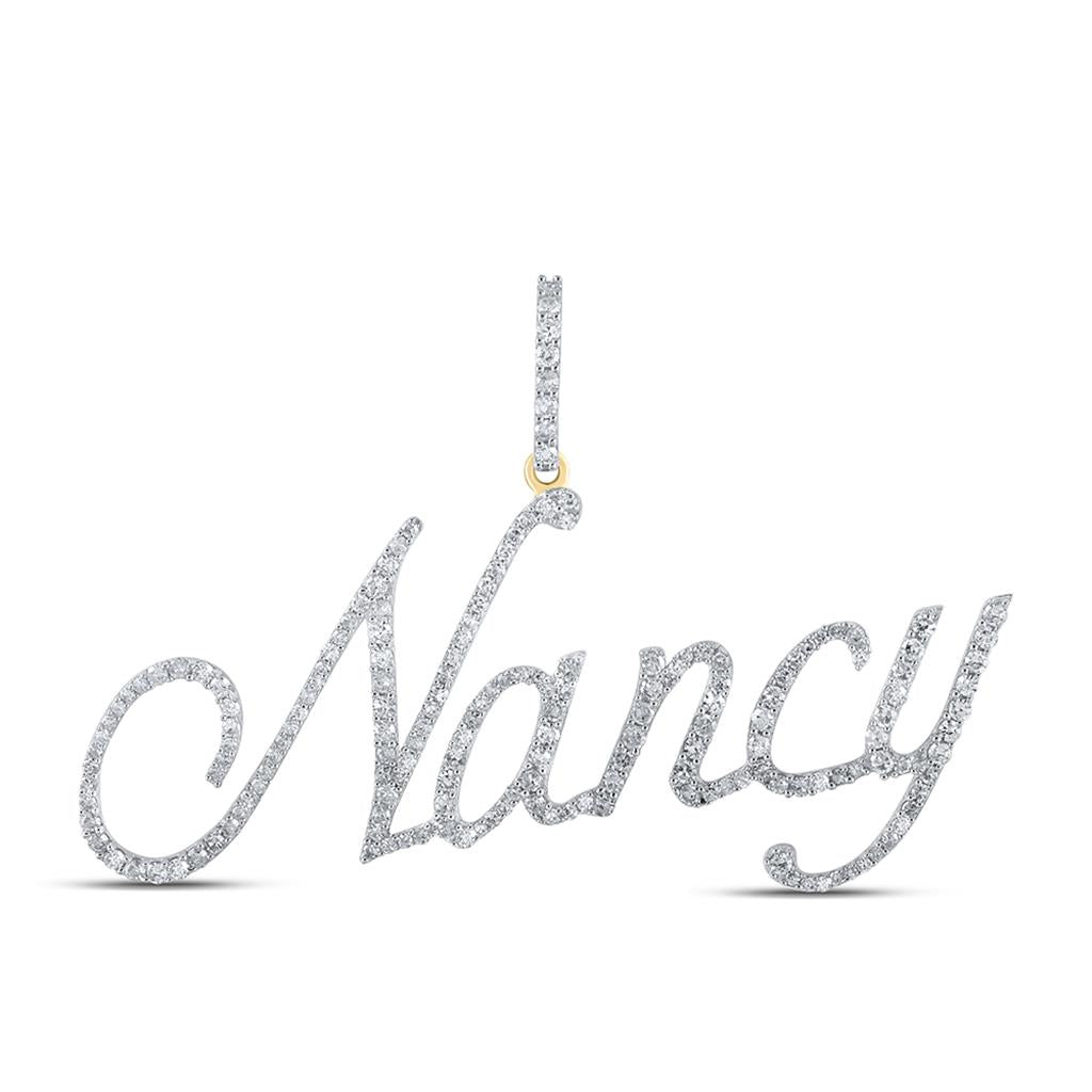 10k Yellow Gold Round Diamond Nancy Name Pendant