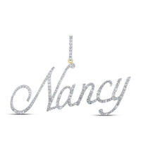 10k Yellow Gold Round Diamond Nancy Name Pendant