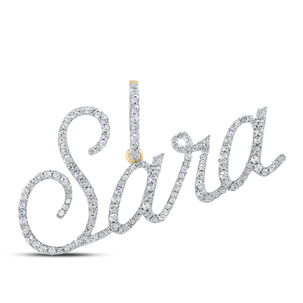 10k Yellow Gold Round Diamond Sara Name Pendant