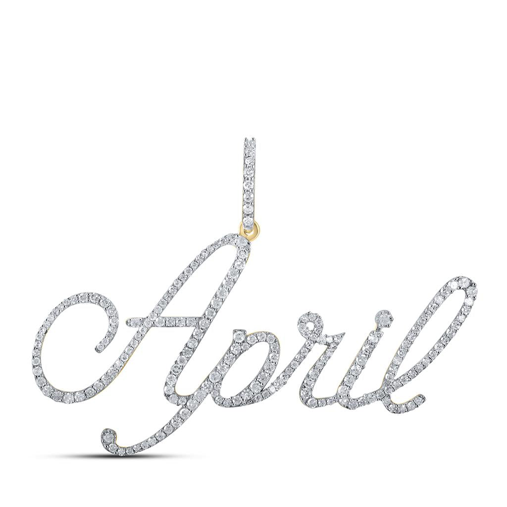 10k Yellow Gold Round Diamond April Name Pendant