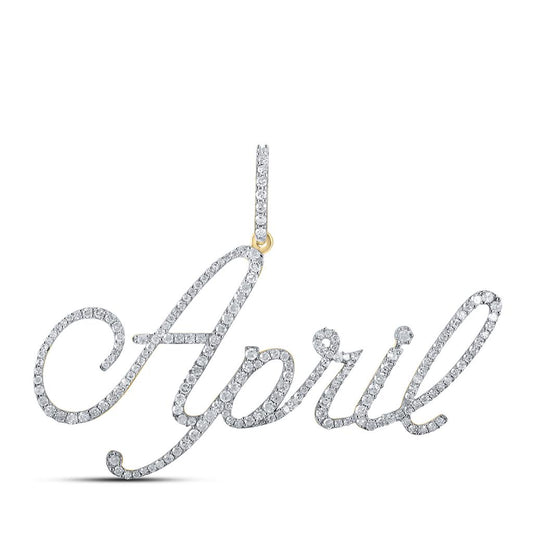 10k Yellow Gold Round Diamond April Name Pendant