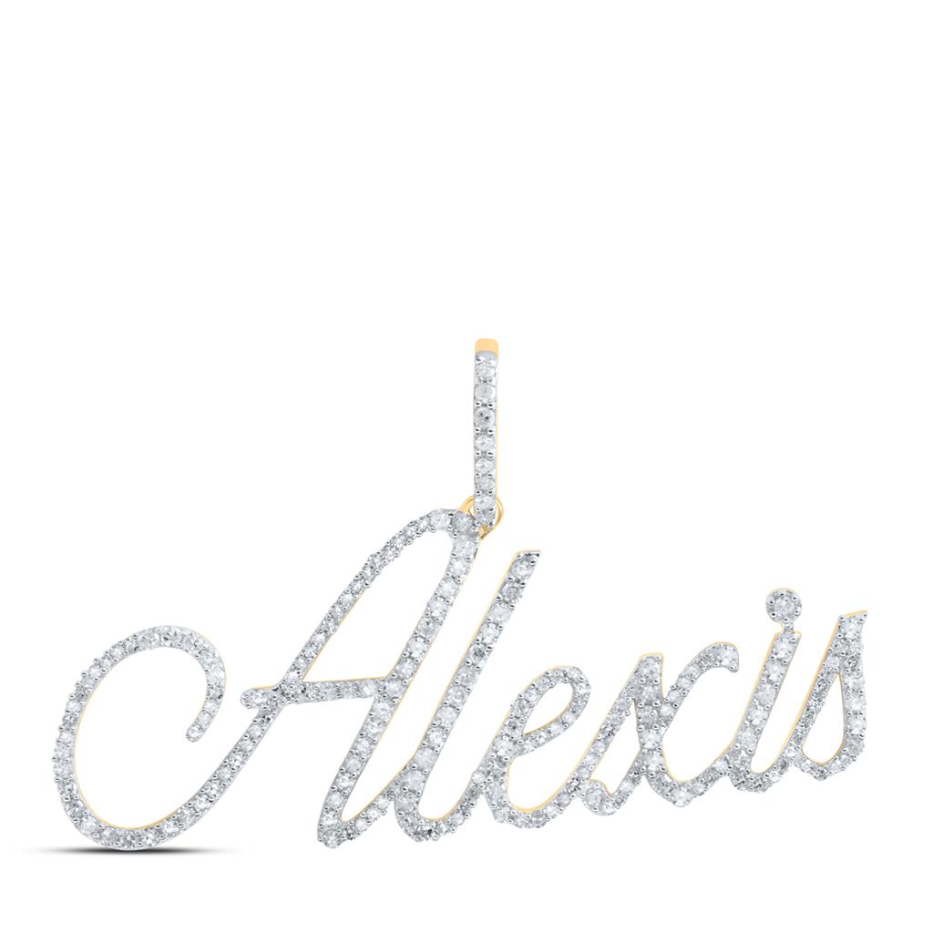 10k Yellow Gold Round Diamond Alexis Name Pendant