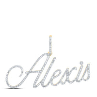 10k Yellow Gold Round Diamond Alexis Name Pendant